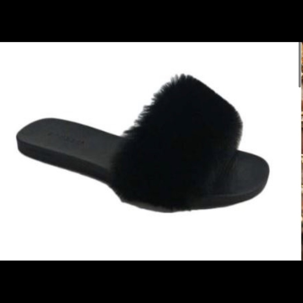 Black furry slipper